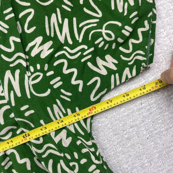 Zara Dress Womens Size L The Elora Green and White Printed Midi Button Up Boho - Picture 6 of 11